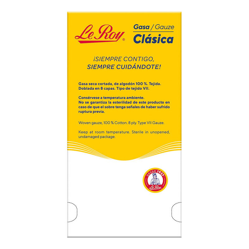 Gasa Leroy Estéril 8 Capas 7.5x5 Cm Caja 100 Unidades Algodón