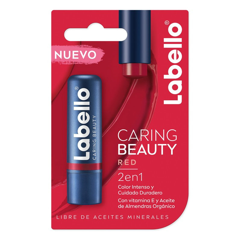 Bálsamo Labial Labello Caring Beauty Color Red 4.8g