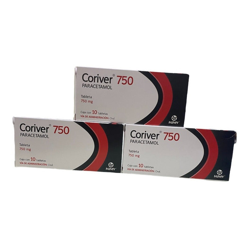 Pack 3 Coriver Paracetamol 750 Mg 10 Tabletas Cu