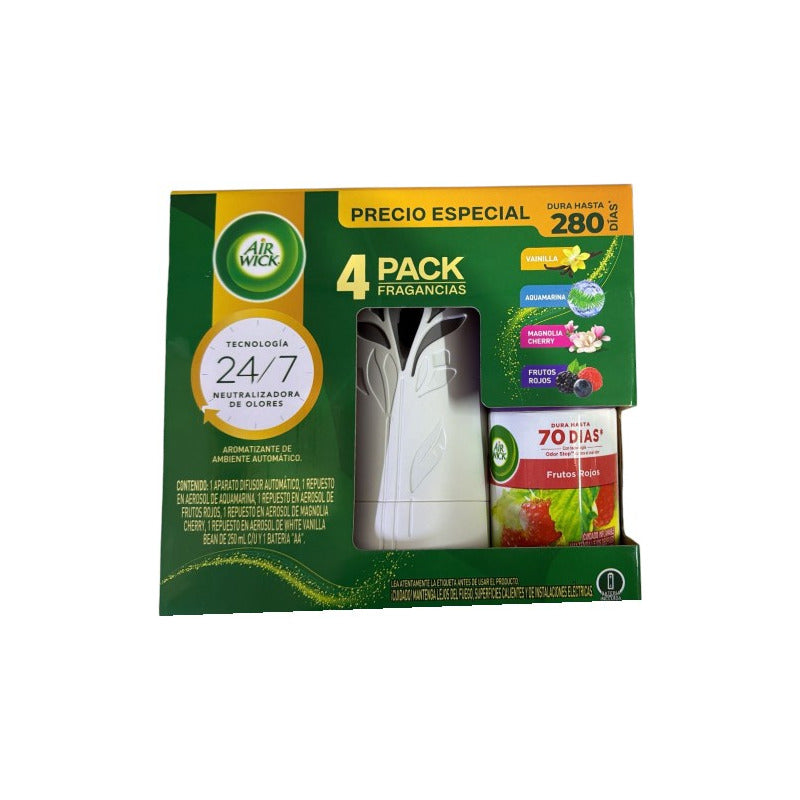 Aromatizante Air Wick 4 Pack Fragancias Mixtas Difusor Floral 250 Ml
