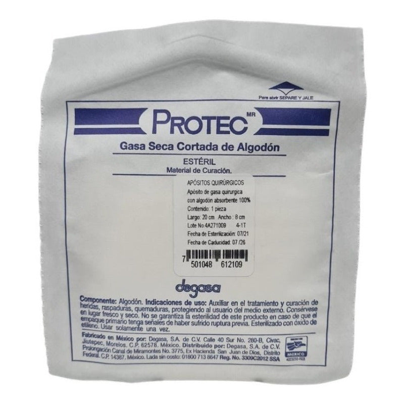 Protec Apósito De Gasa 20x8cm Paquete De Con 20 Piezas