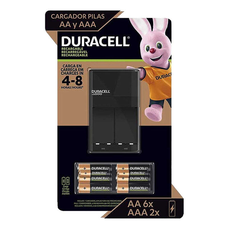 1 Cargador Para Pilas Recargables Duracell; 6 Baterias Aa Y 2 Bateria Aaa Recargables