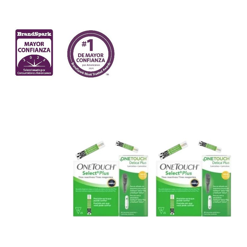 Kit Onetouch Select Plus Simple 25 Tiras Y 25 Lancetas
