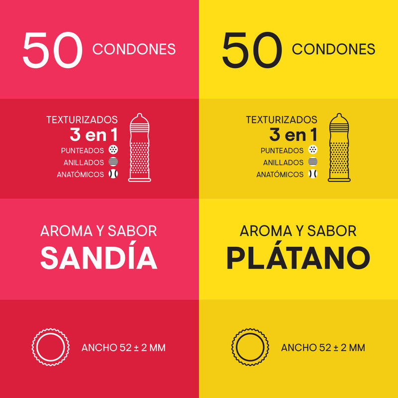 Playboy Condoms Vitrolero 100 Condones Aroma Y Sabor Sandía Y Plátano