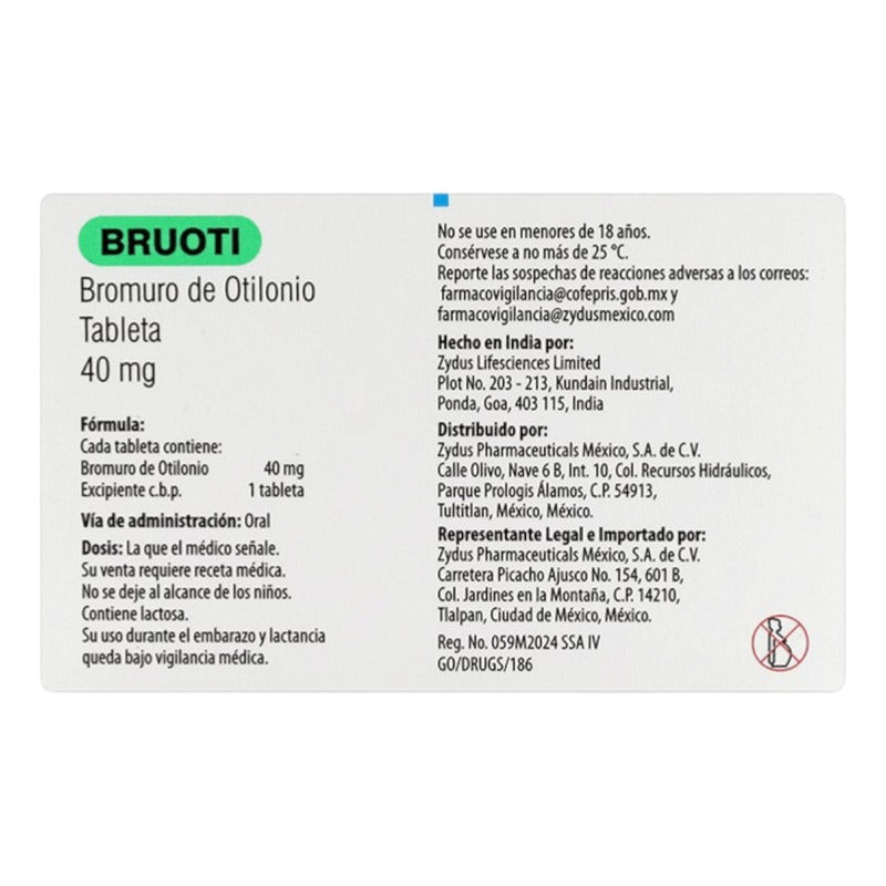 Bruoti Bromuro De Otilonio 400mg 30 Tabletas