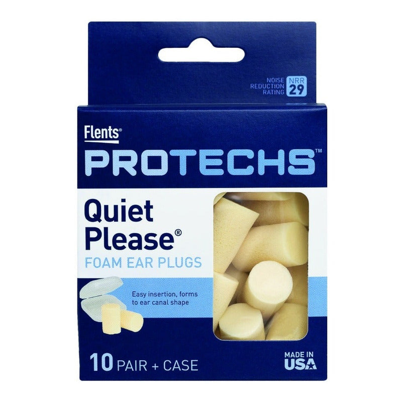 Tapon Para Oido 10 Pares Y Estuche Flents (reduccion 29db) Color Amarillo Blanco