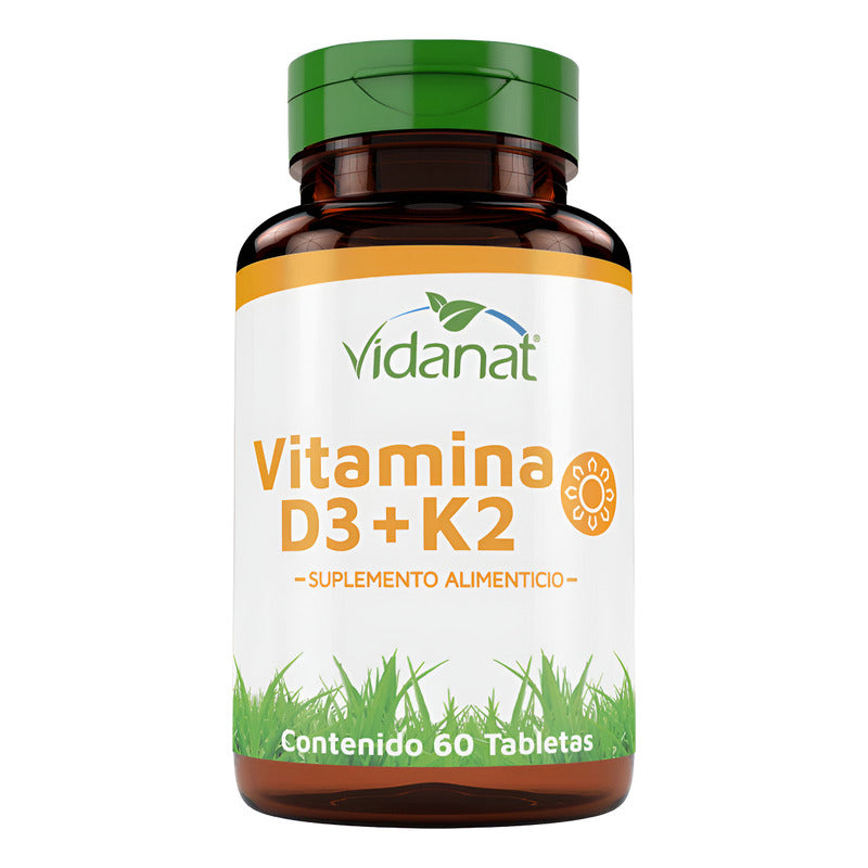 Vidanat Vitamina D3+ K2 Suplemento Alimenticio 60 Caps Sin Sabor