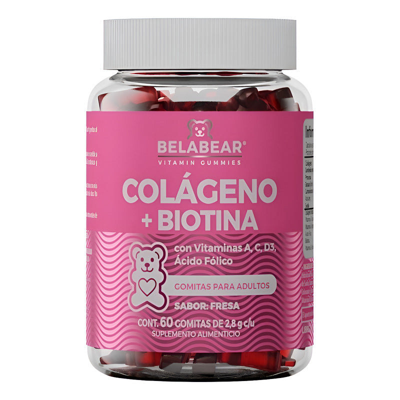 Belabear Colágeno + Biotina 60 Gomitas Fresa
