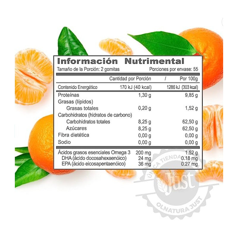 Olnatura Just Gomitas Omega 3 Epa Dha Mandarina 120u 726ml Mandarina