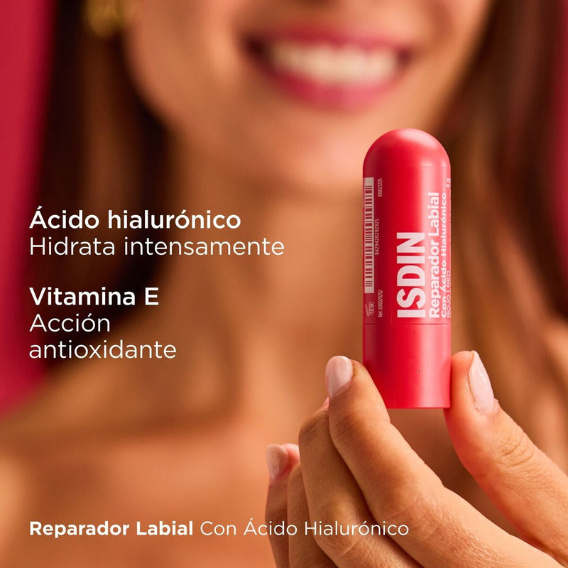 Isdin Bálsamo Reparador Labial Rojo Con Acido Hialuronico 4g