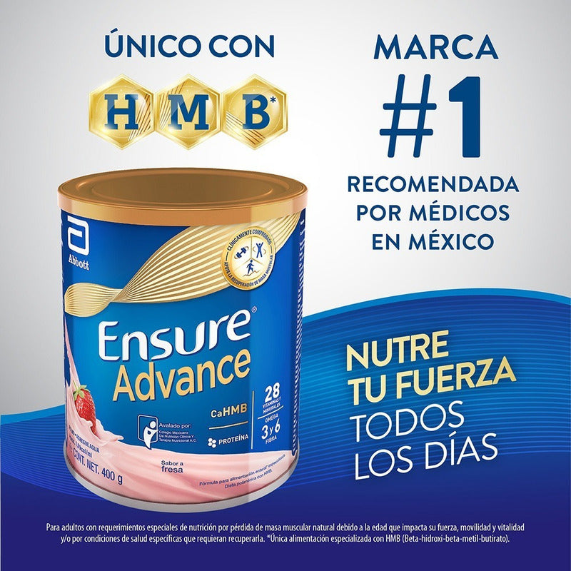 Alimentación Especializada Ensure Advance Polvo Lata Sabor Fresa 400g