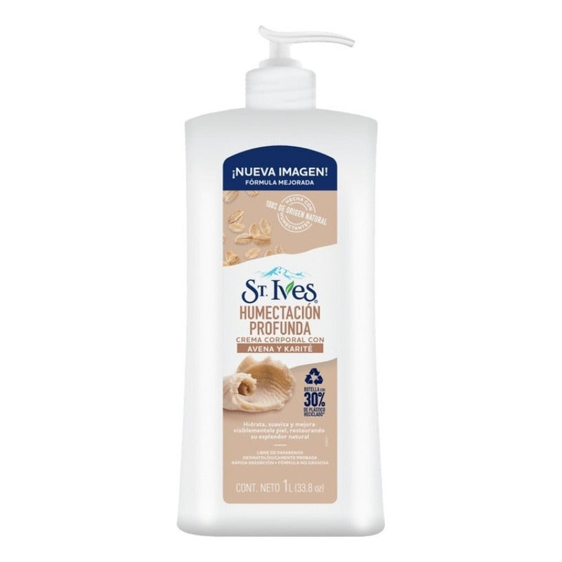 St. Ives Crema Corporal Con Avena Y Karité, Humectación Profunda, 1 L