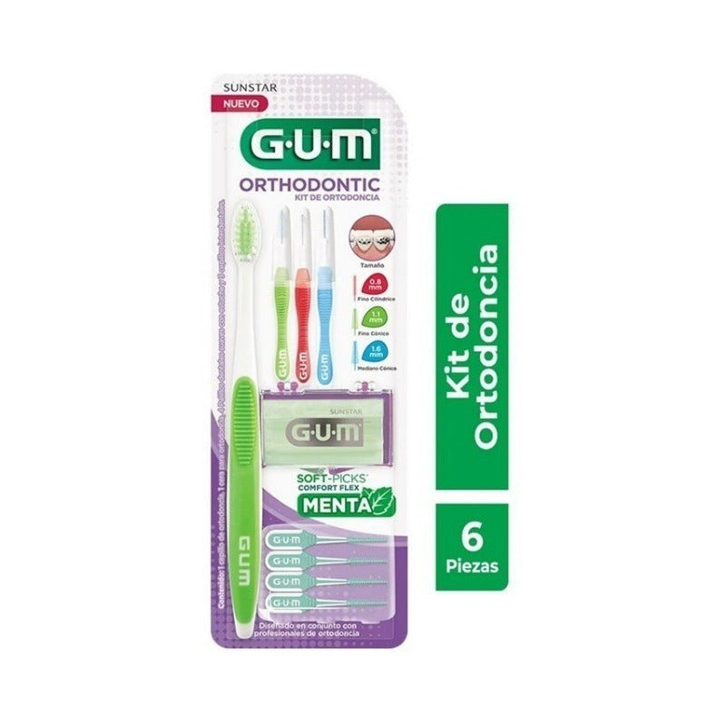 Kit De Higiene Bucal Gum Ortodoncia 6 Piezas