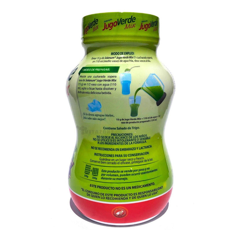 Jugo Verde Mix Fibra Para Mezclar En Polvo 500 Grs Solanum