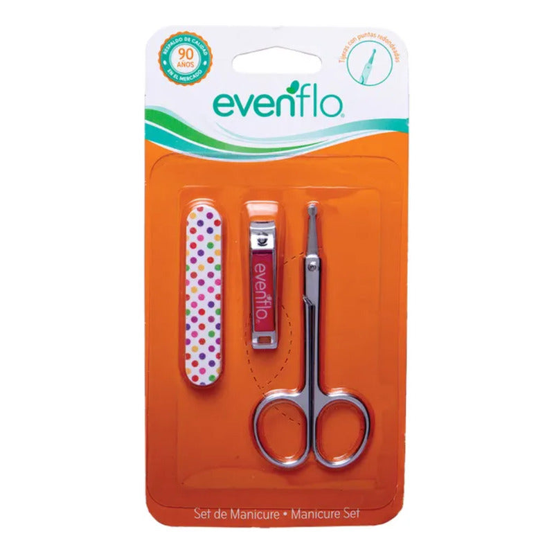 Set Manicure Para Bebe Evenflo Tijeras Cortauñas Lima Con Diseño