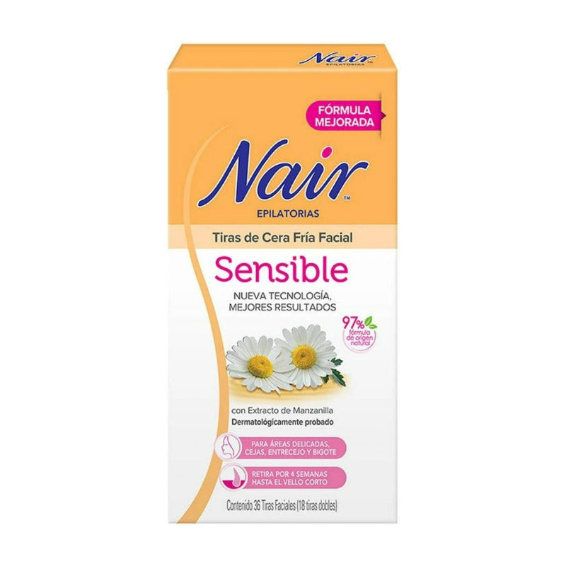 Nair Sensible Tiras De Cera Fría Corporal 36 Piezas