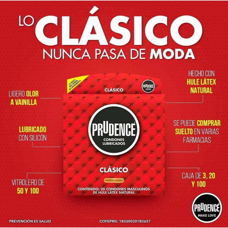 Prudence Clasico 20 Condones Masculinos