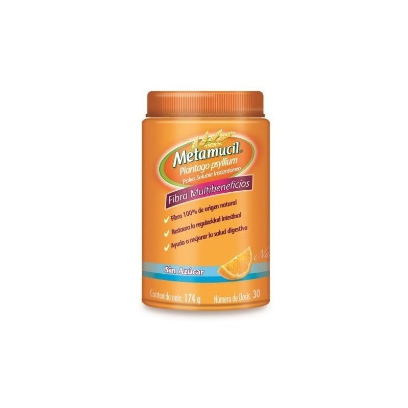 Metamucil Plantago Psyllium Fibra Natural Naranja 174gr