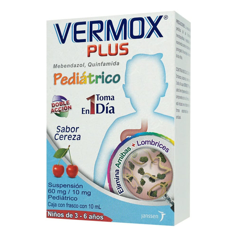 Vermox Plus Suspensión Pediátrica 60 Mg/10 Mg, 1 Frasco 10 Ml