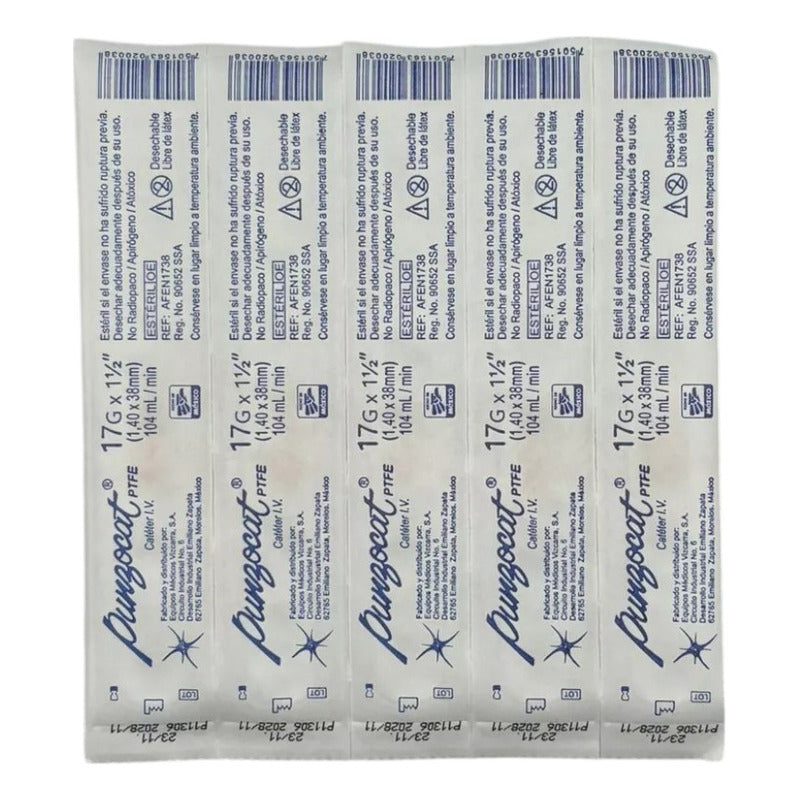 Punzocat Catéter 17gx38mm (1 1/2) Roja 5 Piezas