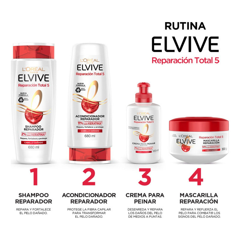 Crema Para Peinar Reparación Total 5 300 Ml Elvive