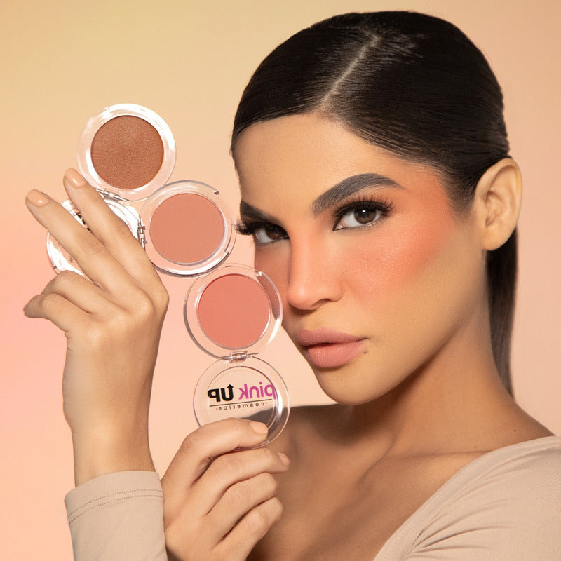 Pink Up, Rubor En Polvo, Larga Duración, Alta Pigmentación Tono Del Maquillaje Apricot