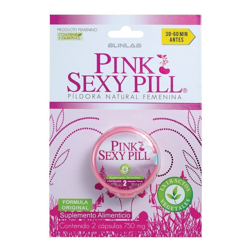Pink Sexy Pill- 2 Tabletas 750mg - Fórmula Femenina- Blinlab Sabor Sin Sabor