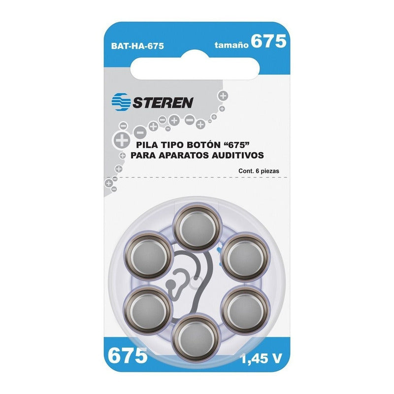 Pila Bateria Tipo Boton 675 Para Aparatos Auditivos 6 Piezas