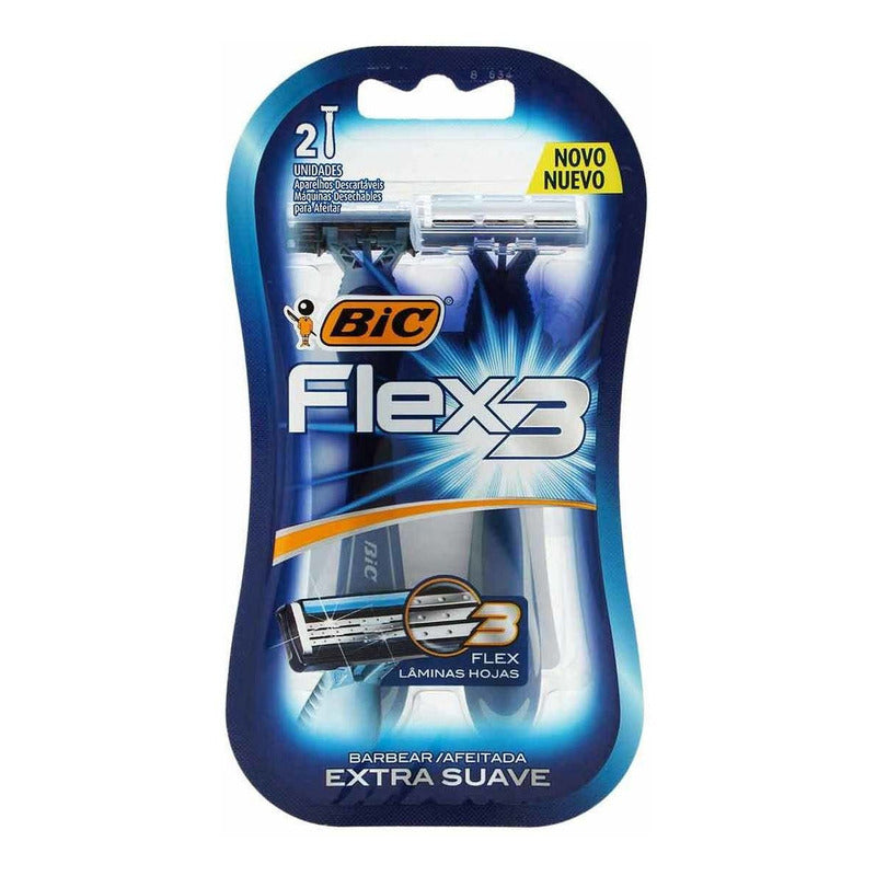 Rastrillos Desechables Bic Flex 3 Afeitada Extra Suave 2 Piezas