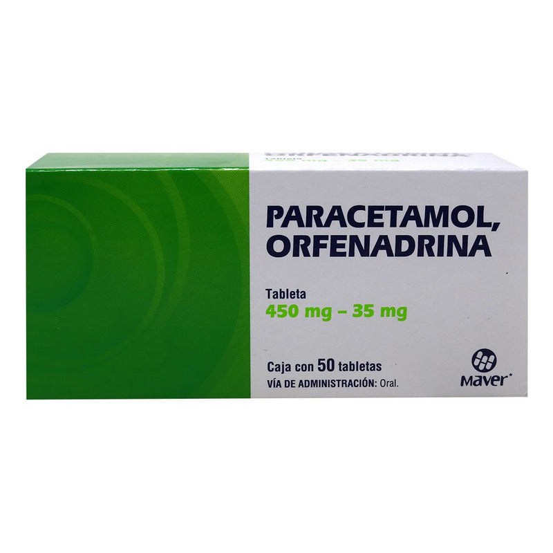 Paracetamol/orfenadrina (maver) C/50 Tabs. 450/35 Mg.