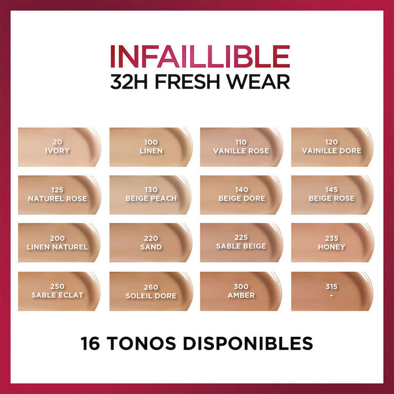 Base De Maquillaje Líquida De Alta Cobertura Y Larga Duración Infallible 32h Freshwear De L'óreal Paris