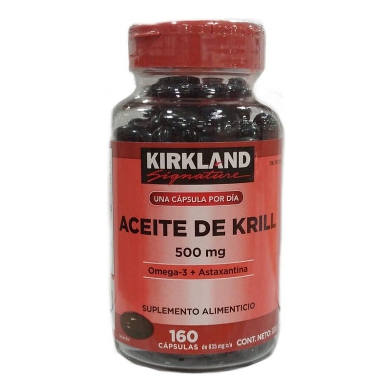 Suplemento En Cápsulas Kirkland Signature Aceite De Krill Alimenticio En Botella 160 Un Softgels Por Día Contiene Ácidos... Sin Sabor