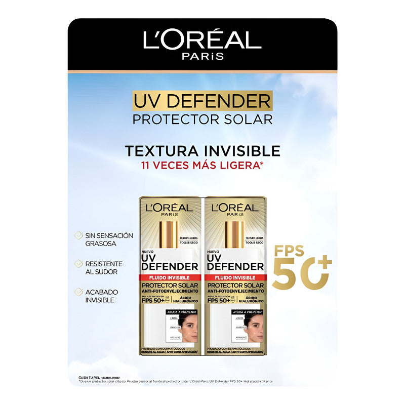 Protector Solar L'oréal Uv Anti-fotoenvejecimiento 2pzs 40g