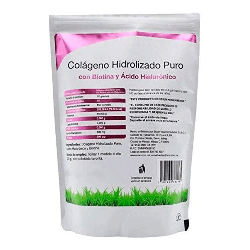 Colageno Hidrolizado Puro Biotina Y Acido Hialurónico 300gr Sin Sabor