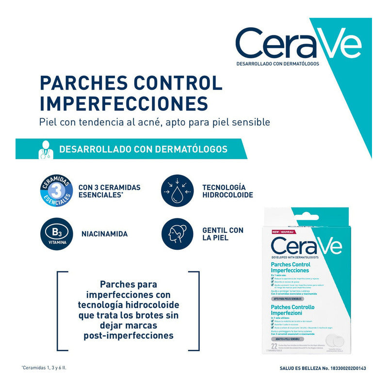 Cerave Parches Control Imperfeccion 22p Piel Tendencia Acné Todo Tipo De Piel Día/noche