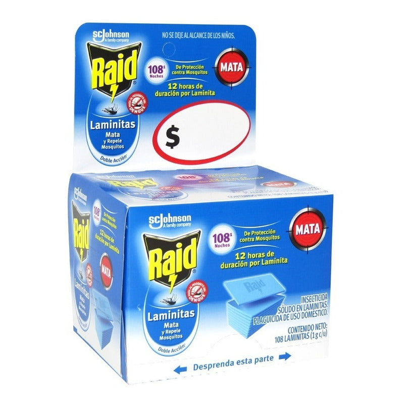 Pack X108 Repuesto Repelente De Mosquitos Raid Laminitas