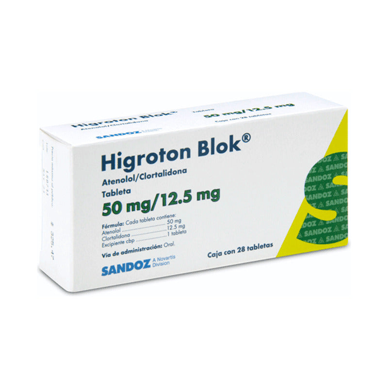 Higroton Blok Atenolol/clortalidona 50/12.5mg 30tabletas