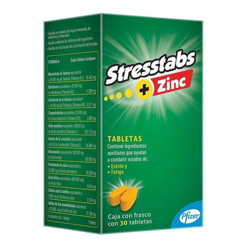 Stresstabs + Zinc Caja C/30 Tabs Pfizer / Combate Estrés
