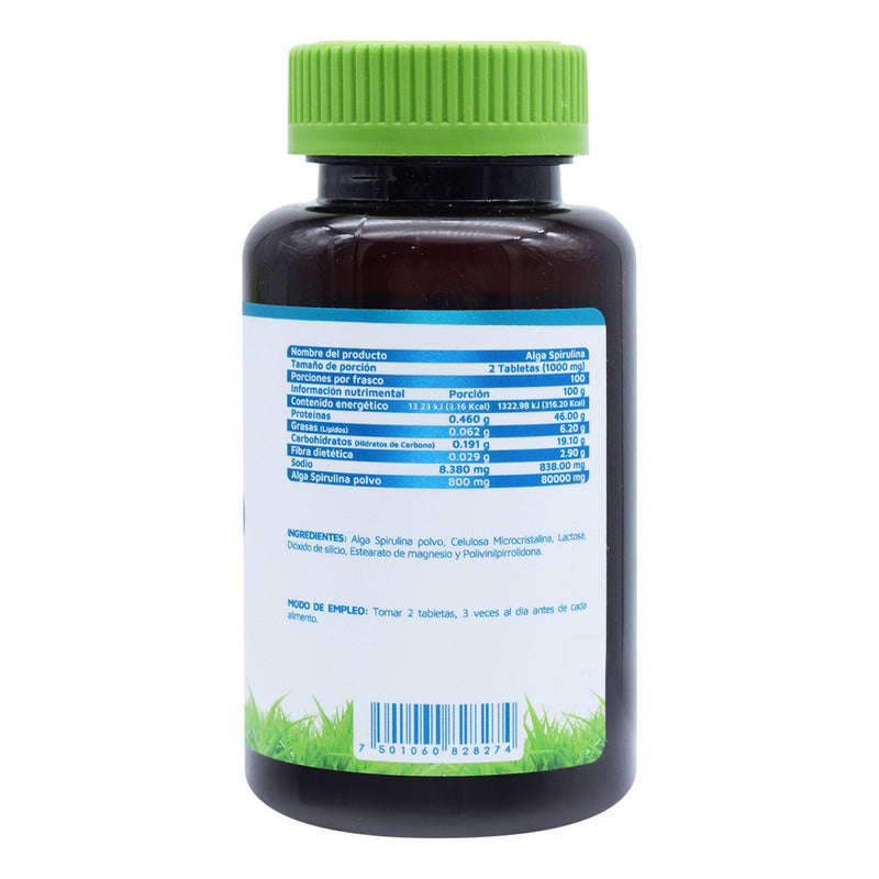 Alga Spirulina Vidanat 200 Tabletas 400mg Sin Sabor