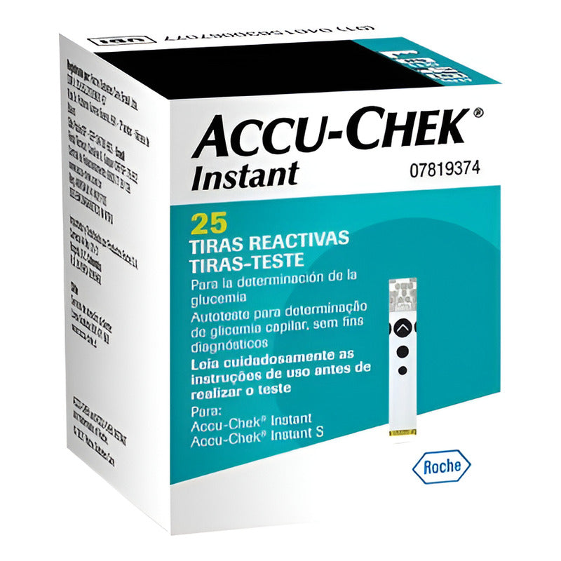 Accu Check Instant Tiras Reactivas De Glucosa 25 Pzas Verde
