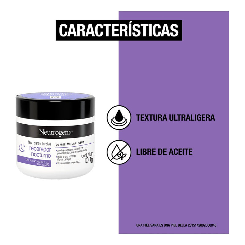 Neutrogena Crema Facial Reparadora Nocturna 100 G Hidratación Profunda Todo Tipo De Piel