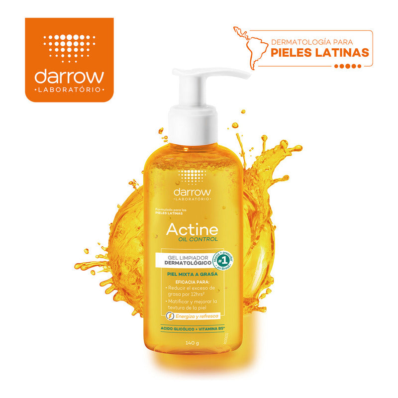 Actine Oil Control Gel Limpiador Dermatológico, Piel Mixta A Grasa, Control De Sebo Hasta 12h, 140 G