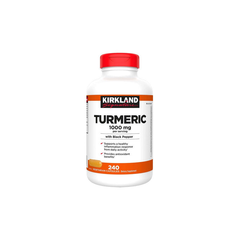 Cúrcuma, Con Pimienta Negra 1000 Mg, 240 Cápsulas, Kirkland Sin Sabor