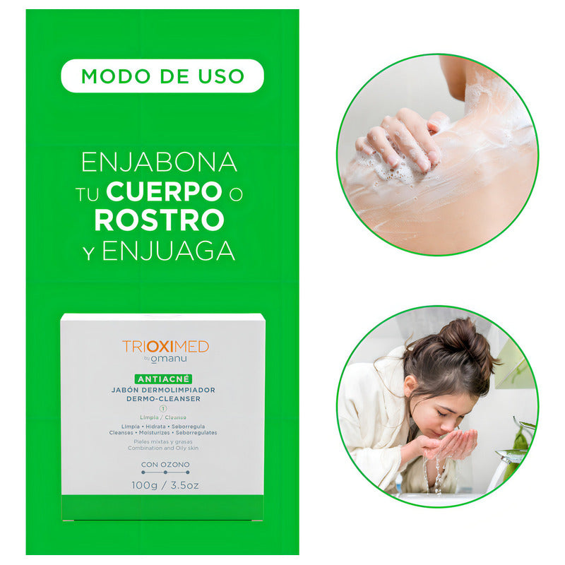Antiacné Jabón Dermolimpiador 100 G - Trioximed By Omanu