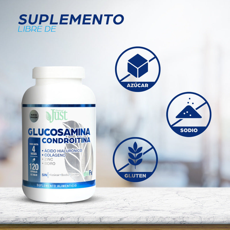 Suplemento Olnatura Just Justfx Glucosamina Condroitina Con Ácido Hialurónico Y Colágeno 120 Cápsulas Sin Sabor