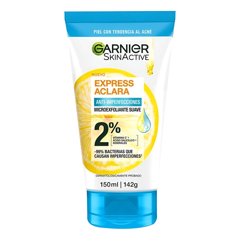 Microexfoliante Garnier Express Aclara Suave 2% 150ml Acneica Día/noche