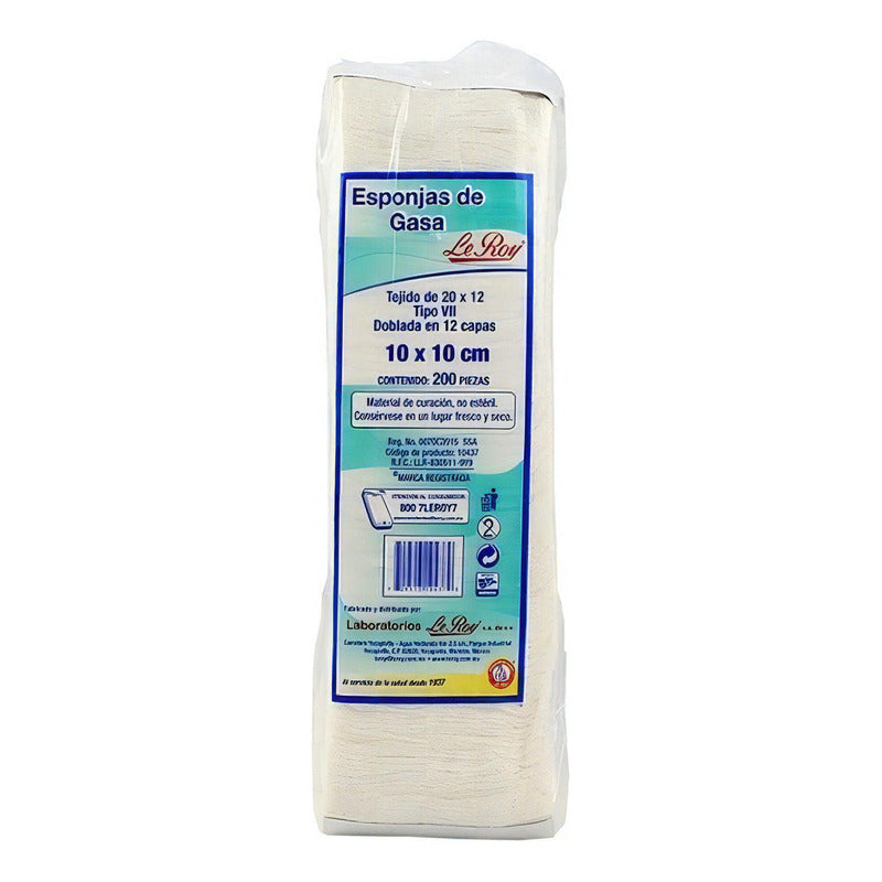 Gasa Leroy Gasa Seca De 10cm X 10cm 200u