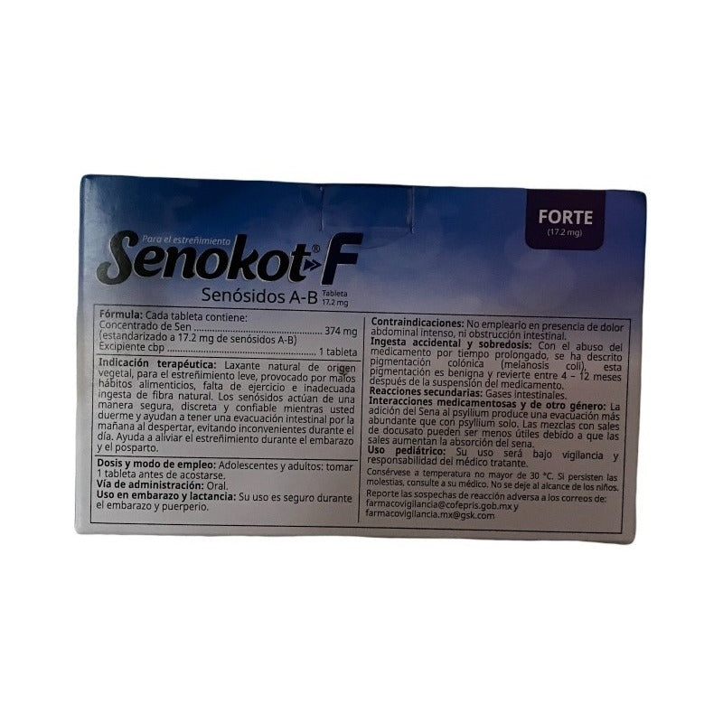 Duo Pack Laxante Senokot-f 17.2 Mg 60 Tabletas