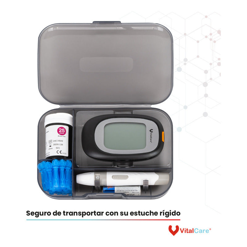 Kit Glucómetro310 Vitalcare 50tiras+100lancetas+disp Puncion - Negro