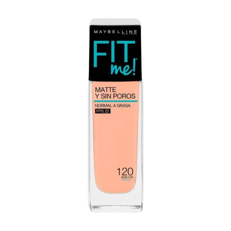 Maybelline Base Maquillaje Fit Me Matte + Poreless 30ml, Matifica Y Controla El Brillo, Tiene Fps 22